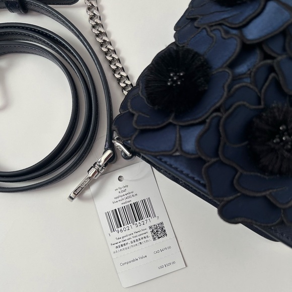 ♠️Kate Spade Madison Embroidered Floral Willow Small Flap Crossbody Bag, Blue - Picture 7 of 9
